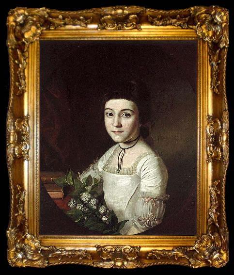 framed  Charles Willson Peale Portrait of Henrietta Maria Bordley at age 10,, ta009-2